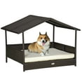 thumbnail image 1 of PawHut Rattan Dog House Outdoor Canopy for Small/Medium Cream White, 1 of 10