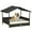 Cream White, variant on Beran7 Wicker Dog House Outdoor with Canopy, Rattan Dog Bed with Water-Resistant Cushion, Raised Dog Bed for Small, Medium Dogs,Dark Grey