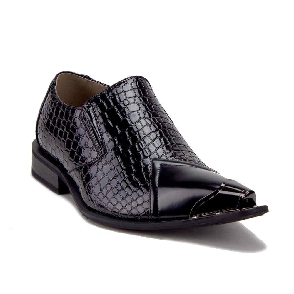 Snakeskin Pointed Leather Lined Black Beige Mens Italian Designer Dress Shoes 