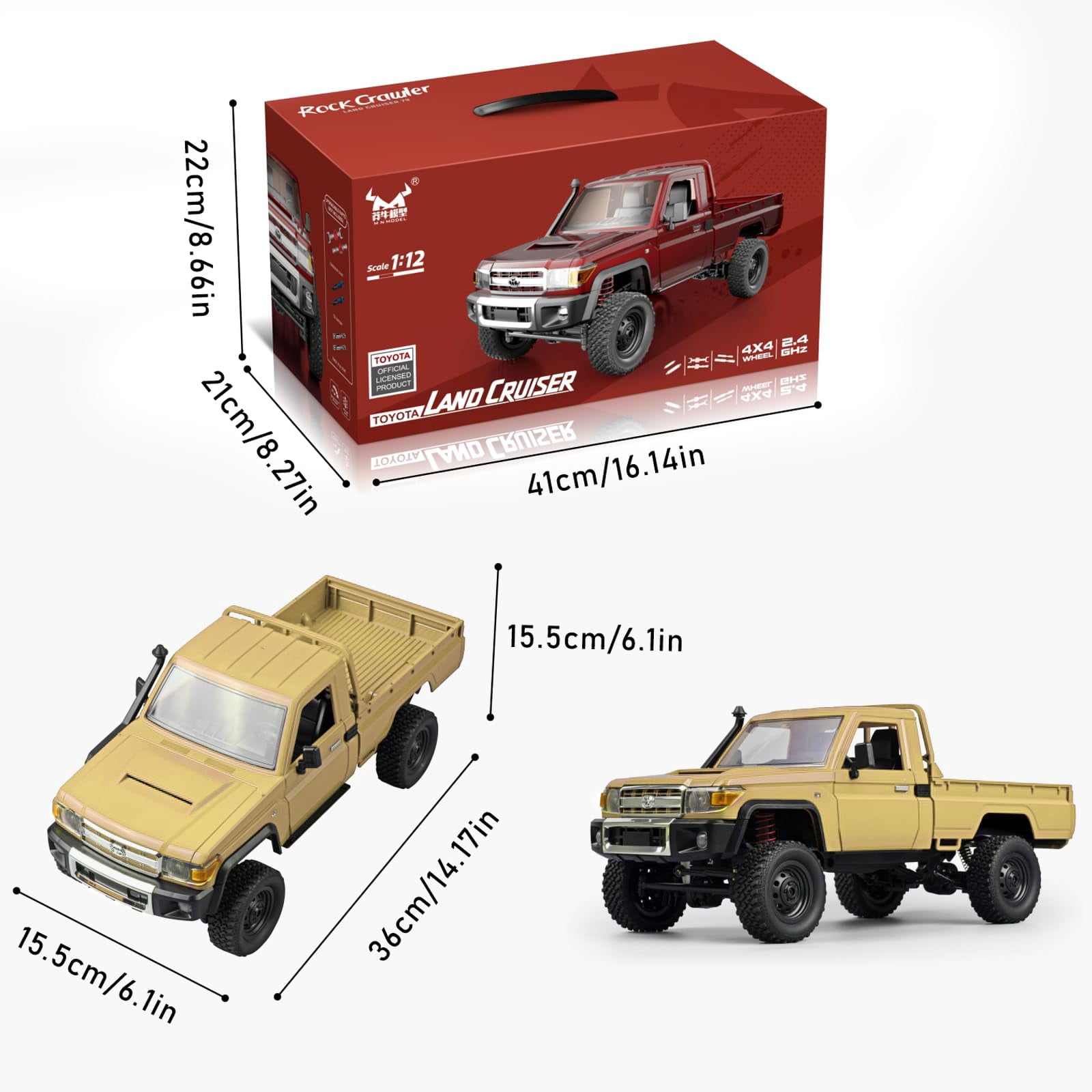 AOBAIWO 1/12 RC Crawler MN82 RC Car Rock Crawler 4x4 with 3 Upgraded 1200mah Battery 2.4GHz Remote Control Truck 4WD Off-Road Pick-up Truck RTR 280 Strong Magnetic Motor