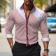 thumbnail image 1 of Camisas casuales de negocios a rayas para hombres para trabajo al aire libre, uso diario, camisas de manga larga con puños de primavera y verano, 1 of 6