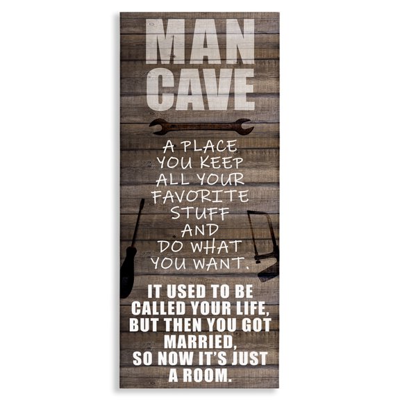 Stupell Industries Farmhouse Funny Man Cave List Canvas Art, 10 x 24, by Kim Allen