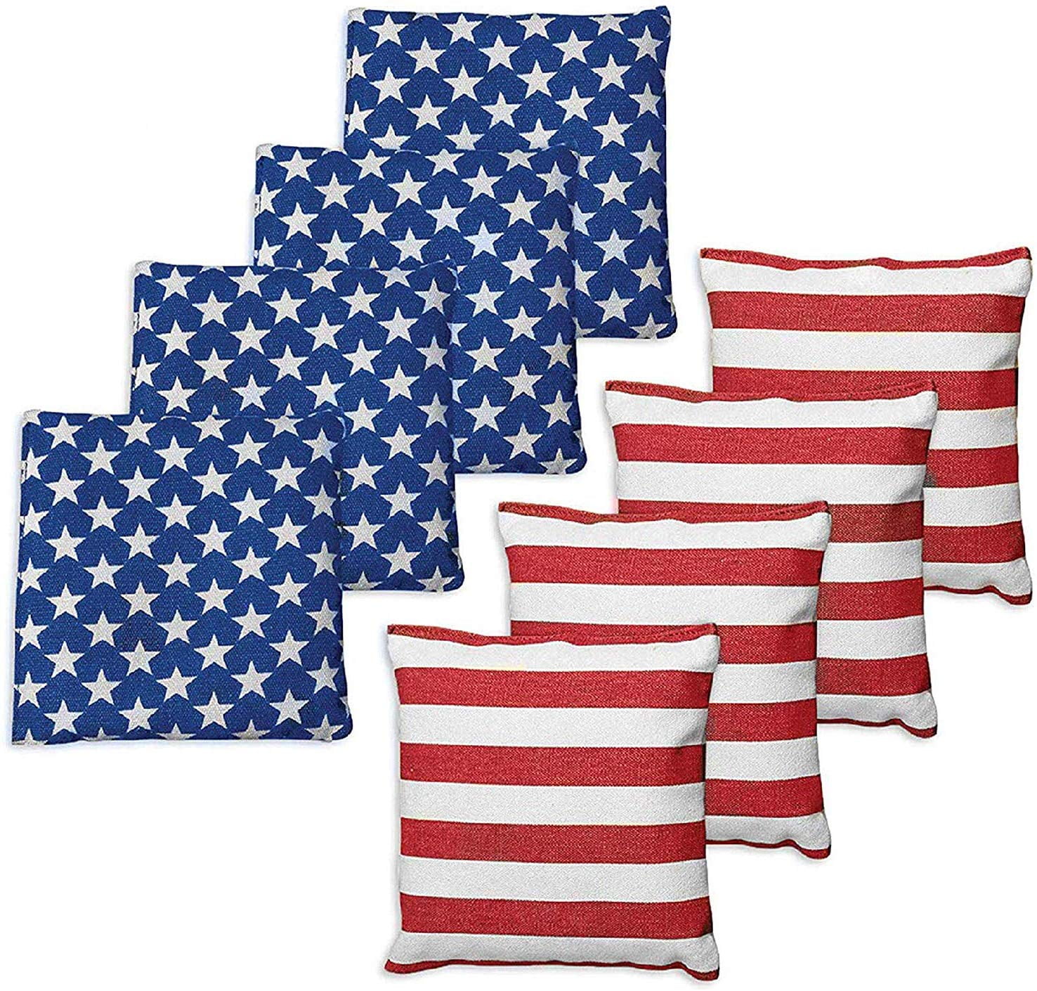 Set of 8 Bright American Flag Bean Bags for Corn Hol Corn Filled Cornhole Bags 