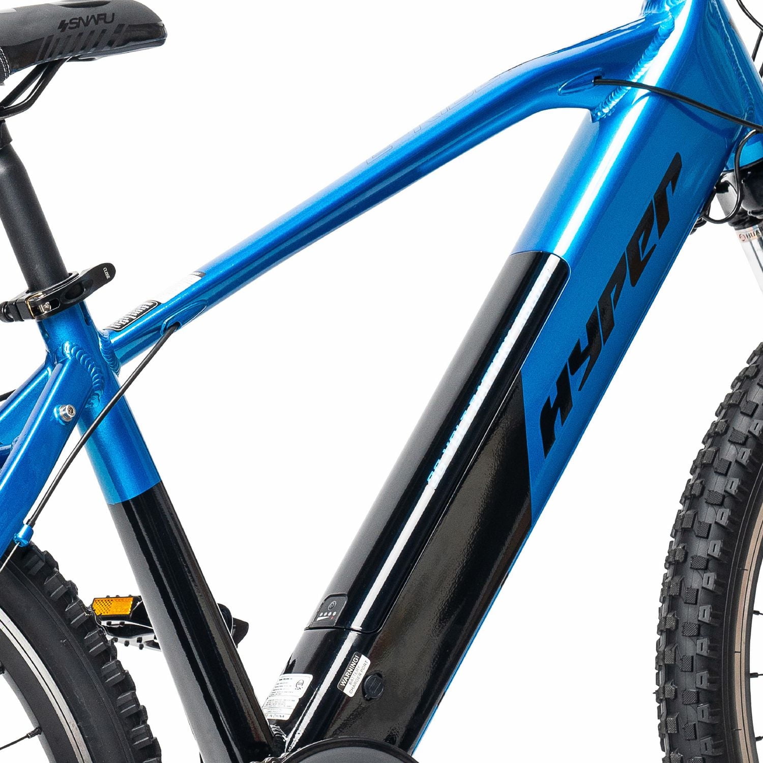 Hyper Bicycles 26" 36V Electric Mountain Bike for Adults, Pedal-Assist, 250W E-Bike Motor, Blue, Hyper 26" Hero E bike Mtn Blue Blck