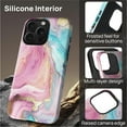 thumbnail image 5 of FKBRCL4U for iPhone 15 Pro Max Compatible with Magsafe Case Marble Art Pink Teal Golden Lines Pattern for Girl Boy Full Body Magnetic Design Soft Silicone Protection, 5 of 7