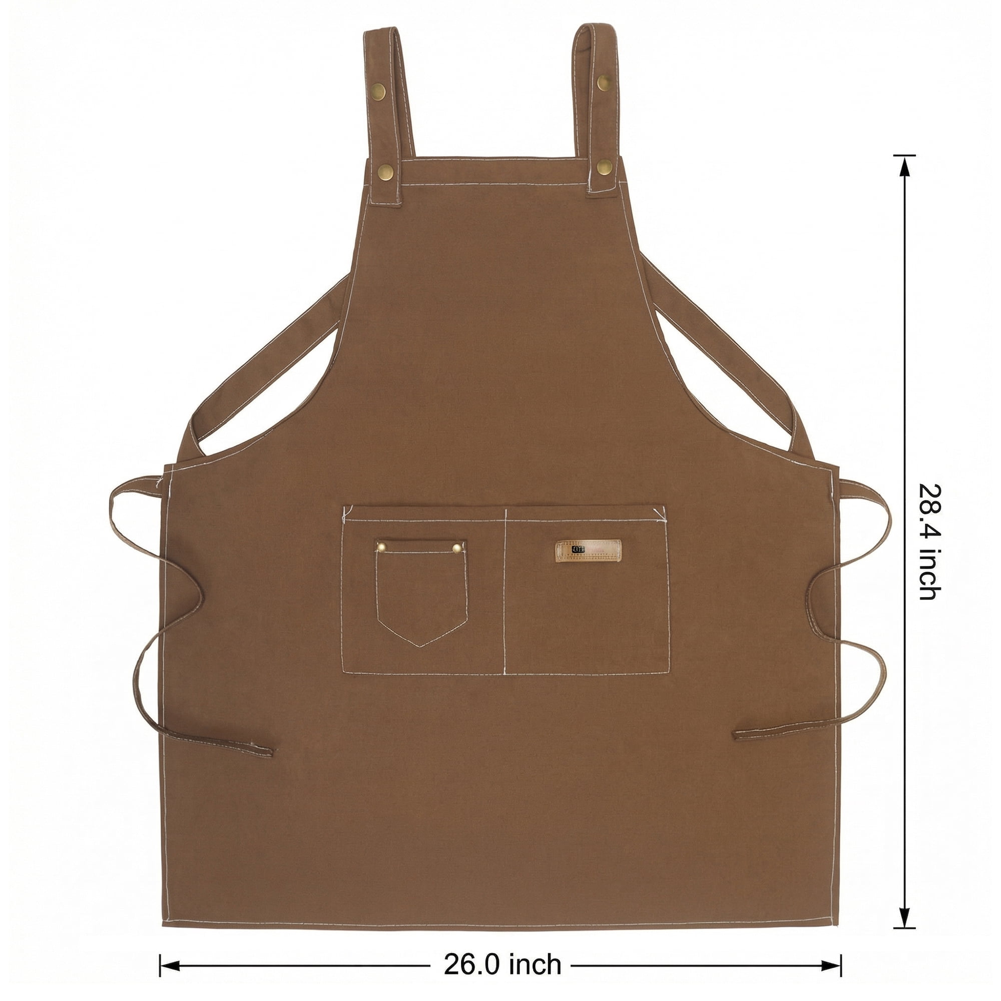Unique Bargains Durable Cotton Kitchen Apron with Pockets for Cooking 28.4x26in Brown