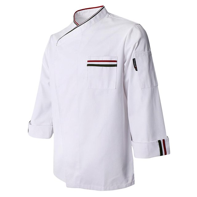 Chaqueta transpirable, chaqueta de panadero, chaqueta de cocina de manga , chaqueta de hospitalidad con cierre a presión Soledad Chaqueta de chef para hombre