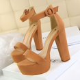 thumbnail image 2 of Zapatos de tacón alto para mujer, gruesos, superdelgados, sexys, para discoteca, con plataforma impermeable, con hebilla de cinturón abierto, 2 of 4