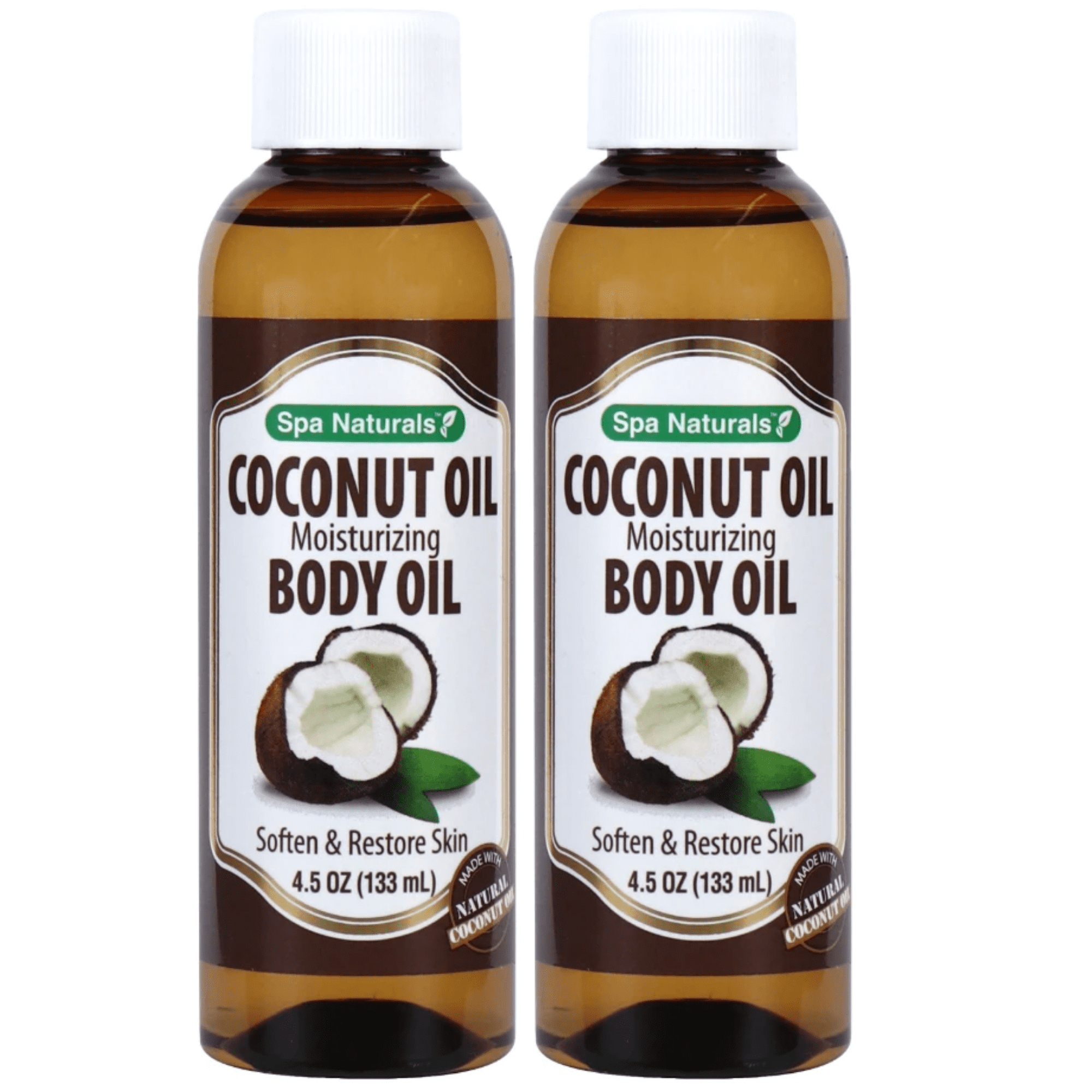 2 Pack Spa Naturals Coconut Oil Moisturizing Body Oil Soften and