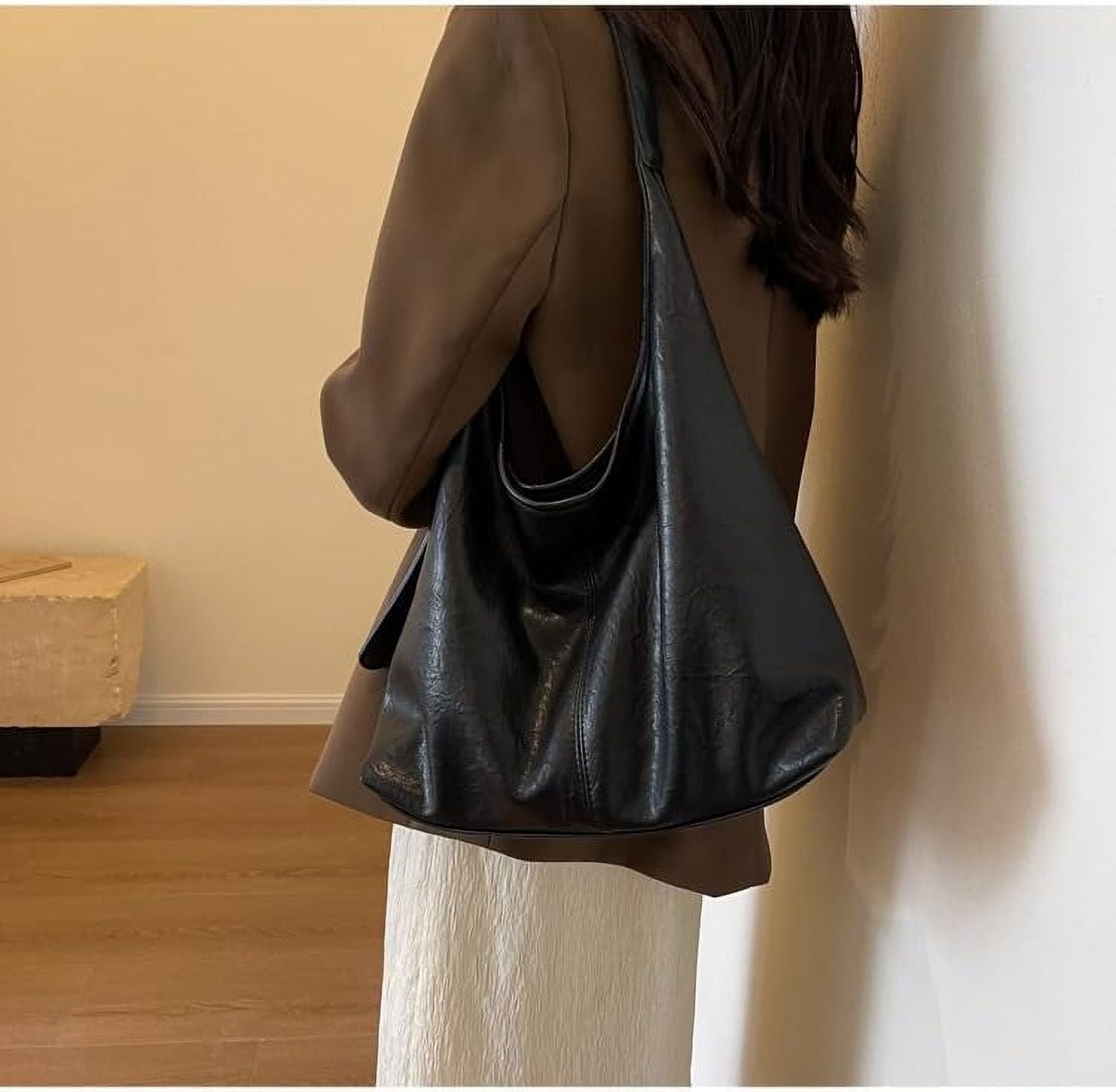 LinYooLi Hobo Bags for Women Soft PU Leather Tote Shoulder Bag Vintage Slouchy Handbag Purses