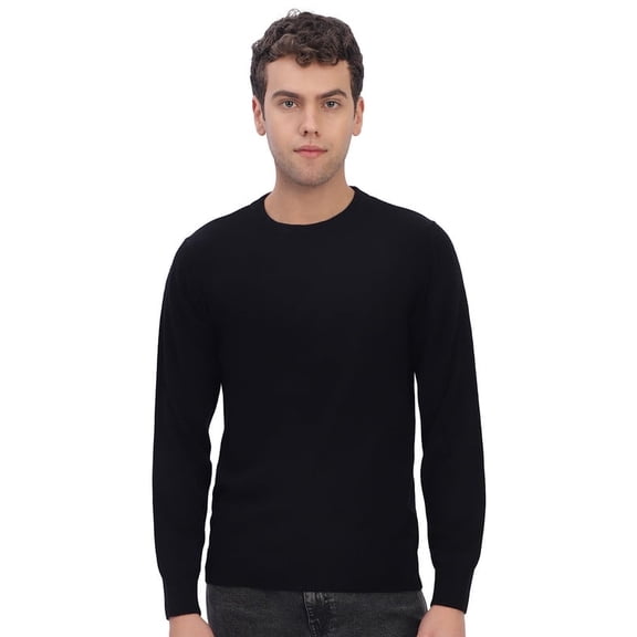 Cavardi Casual Men’s Round Neck Sweater – Black | XL