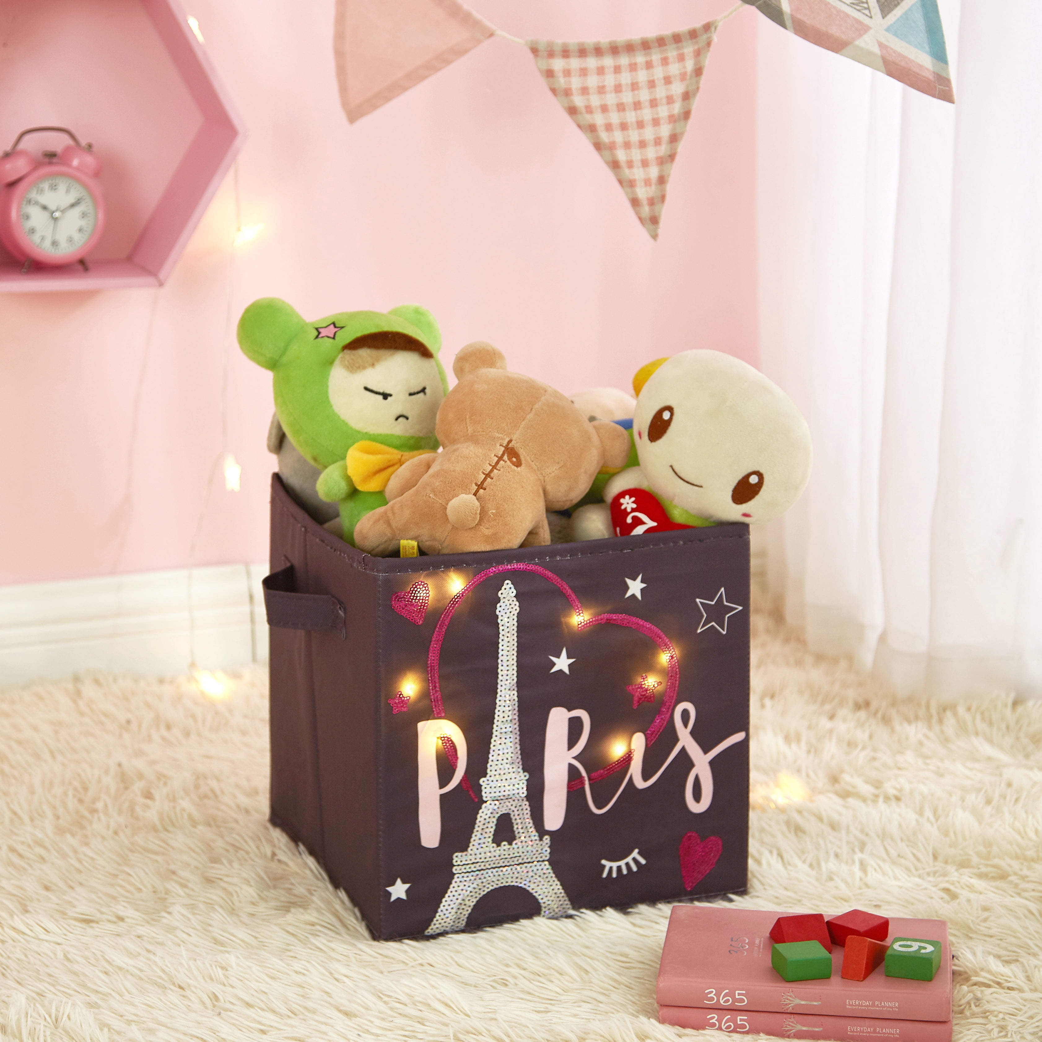 Heritage Club Paris 2 Piece Light Up Polyester Storage Cubes for Kids