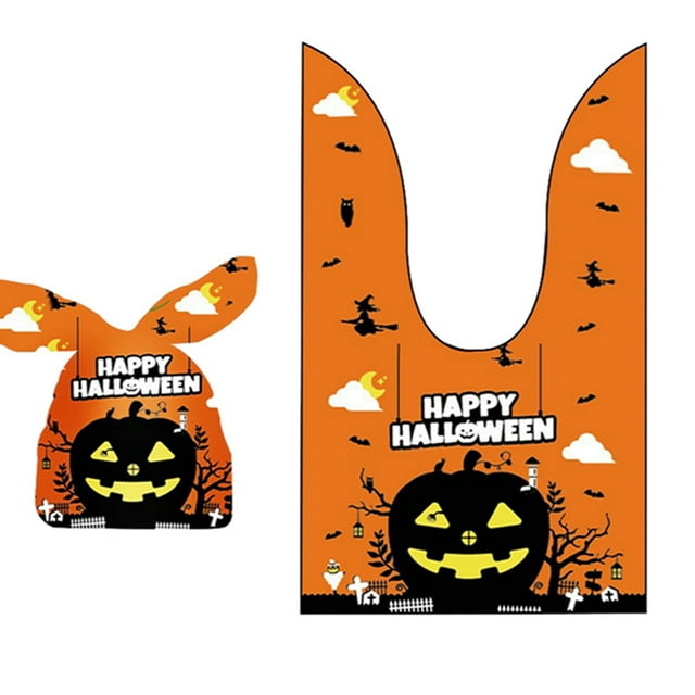 xiaxaixu 50 Pieces Halloween Rabbit Ear Snack Bag Halloween Rabbit Ear Candy Gift Bags Rabbit Goody Bags Halloween Bags Party Supplies