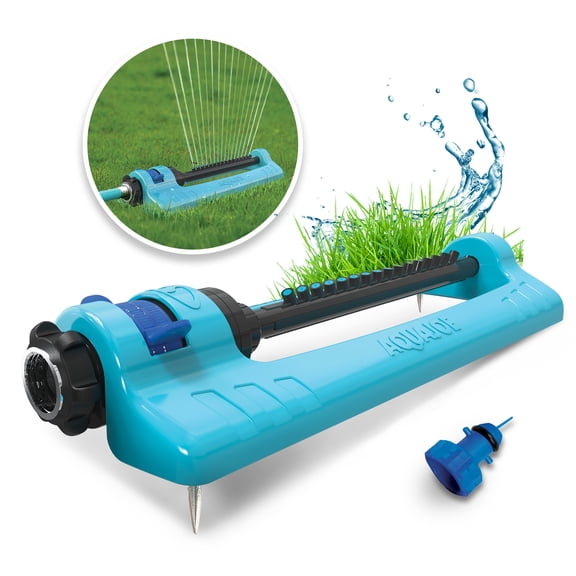 Aqua Joe Oscillating Sprinkler, Ground Spike with Adjustable Spray, 3400 Sq. Ft. Coverage