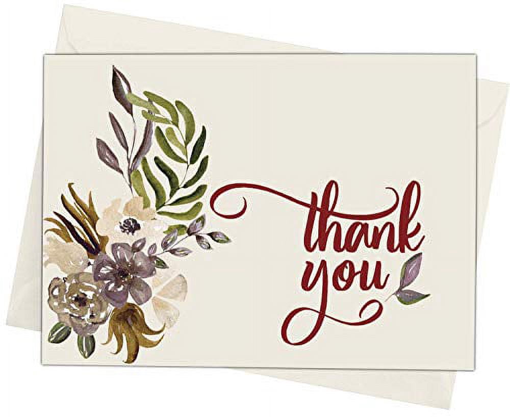 50 Funeral Sympathy Bereavement Thank You Cards With Envelopes (Fall Flowers)