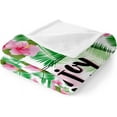 thumbnail image 5 of Parrot Floral Blanket Tropical Pink Flowers Decor Throw Gifts for Women Kids Girls Green Plants Leaves Foliage Enjoy Summer Decoration for Bedroom Super Soft Plush Blanket 50"x60", 5 of 6
