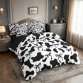 thumbnail image 2 of meiyoeat Black Cow Print 7 Pieces Full Size Bedding Sets,Princess Ribbon Bows Full Size Bed in a Bag,Black Reversible, 2 of 7