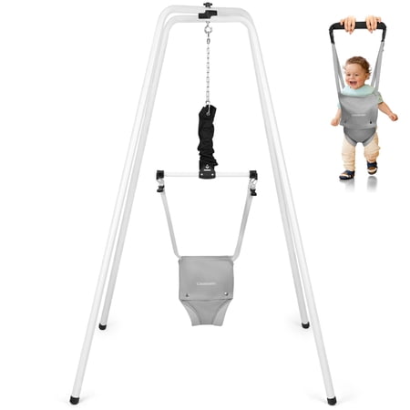 Cowiewie 2 in 1 Baby Exerciser Jumper Bouncer 6-24 Months Infant, White+Gray