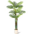 thumbnail image 1 of Yeshouse Palmera artificial de caña dorada, plantas artificiales grandes para sala de estar, patio, decoración interior y exterior del hogar con base blanca, 1 of 6