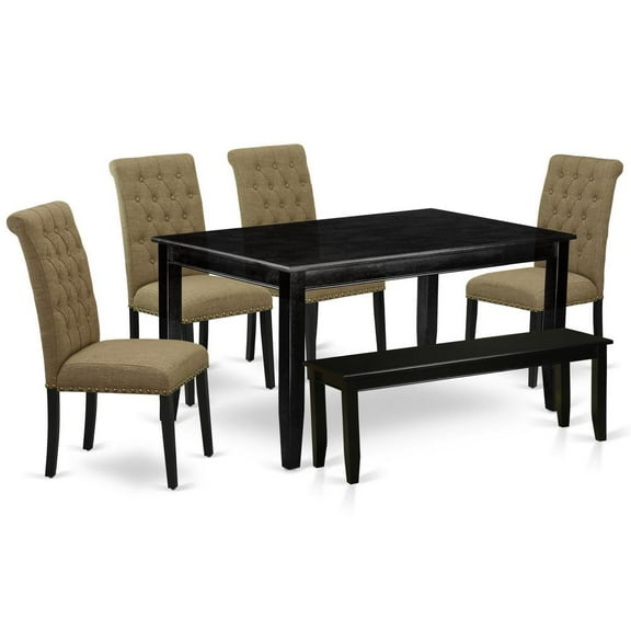 East West Furniture Dining Room Set Black, DUBR6-BLK-17
