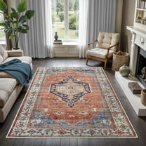 GLN Rugs Kitesh - Indoor, Machine Washable Area Rug 3'x5' Turkish Terra Home Carpet