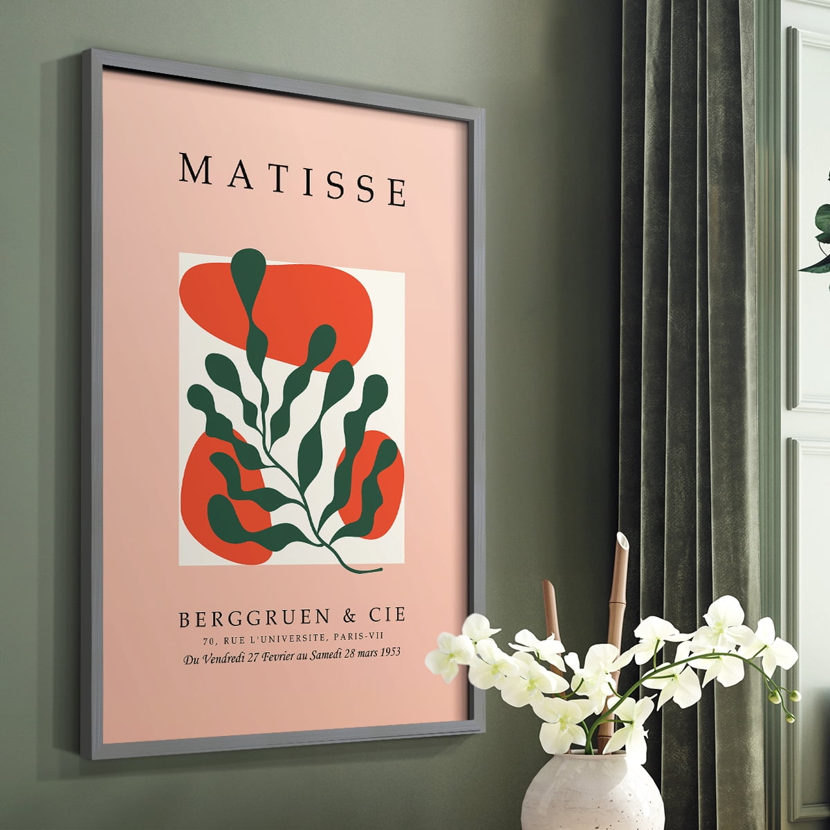 Matisse CDLXXII in Gray Solid Wood Framed Print No Nail Hanging