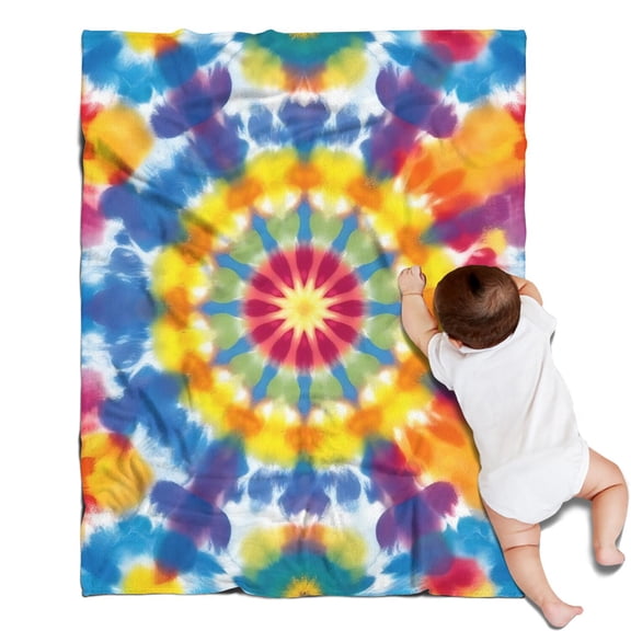 Colorful Rainbow Tie Dye Spiral Pattern Blanket,Comfortable Soft Flannel Throw Blanket,All Season,Warm Lightweight Blankets for Sofa Bed Couch Living Room Chair,30"x40"
