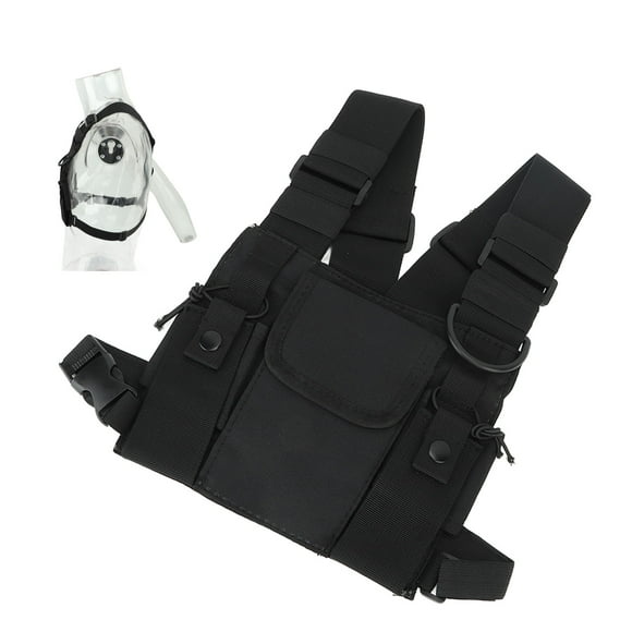 Chest Backpack, Black Front Chest Pack Shockproof Zipper Patch Pocket for Outdoor Activities