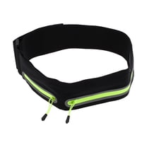 Unique Bargains 1 Pc Reflective Double Pocket Running Waist Pack for Hiking Gym Polyester Black