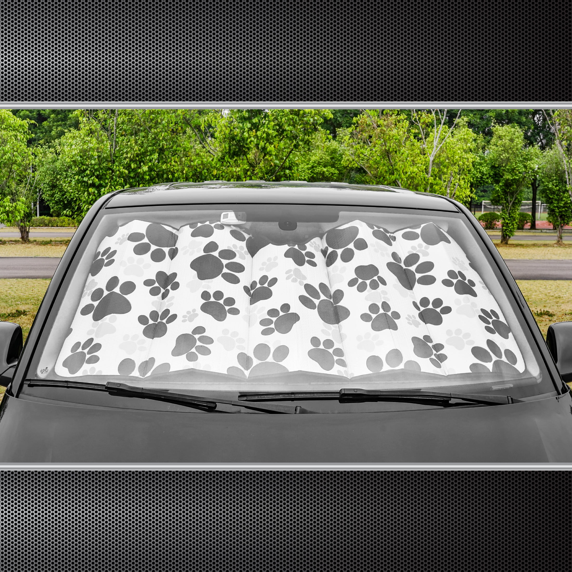 Auto Drive Paw Print Accordion Sunshade Universal Size 1 pack, 63'' x 28.5''