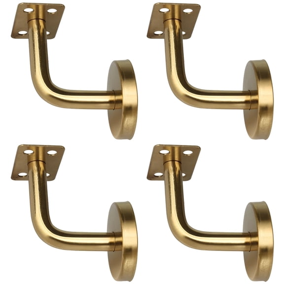 4 Pcs Matte Titanium Gold Stair Handrail Brackets - SUS304 Stainless Steel Wall Mount Supports for Square & Mushroom Handrails