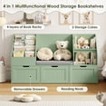thumbnail image 6 of Homfa Kids Bookshelf with Reading Nook & 3 Movable Drawers, 2 Cube Bookcase with 4-Tier Book Racks, Toy Storage Organizer for Playroom Bedroom, Green, 6 of 8