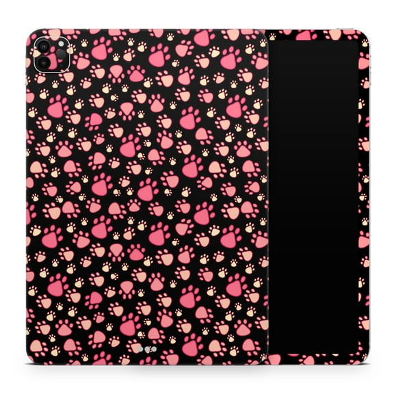 DesignSkinz Pink Paw Prints on Black Full-Body Skin Decal Wrap Cover for iPad (A1219/A1337)