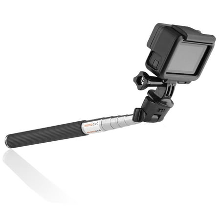 Circuit City Extendable Waterproof GoPro Selfie Stick Extra-Long 42” Extending Monopod with Lanyard Steel Telescoping Hand Grip Pole for Go Pro Hero 6 & 5, Session, and Hero 4/ 3+/ 3/ 2/ 1
