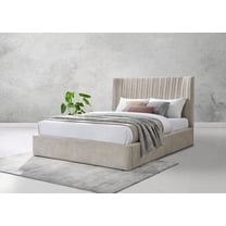 Loren Beige Fabric Queen Bed - 1" Floor Clearance, 660lbs Capacity