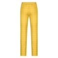 thumbnail image 4 of ohmzyzo Men's Dress Plaid Pants Flat Front Printed Business Checkered Trousers Slim Fit Work Pants Straight Leg Office Work Trousers Yellow XL, 4 of 5