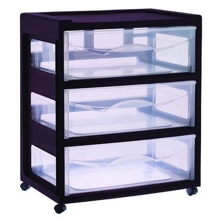 Starplast Medium Burgundy Wide 3 Drawer