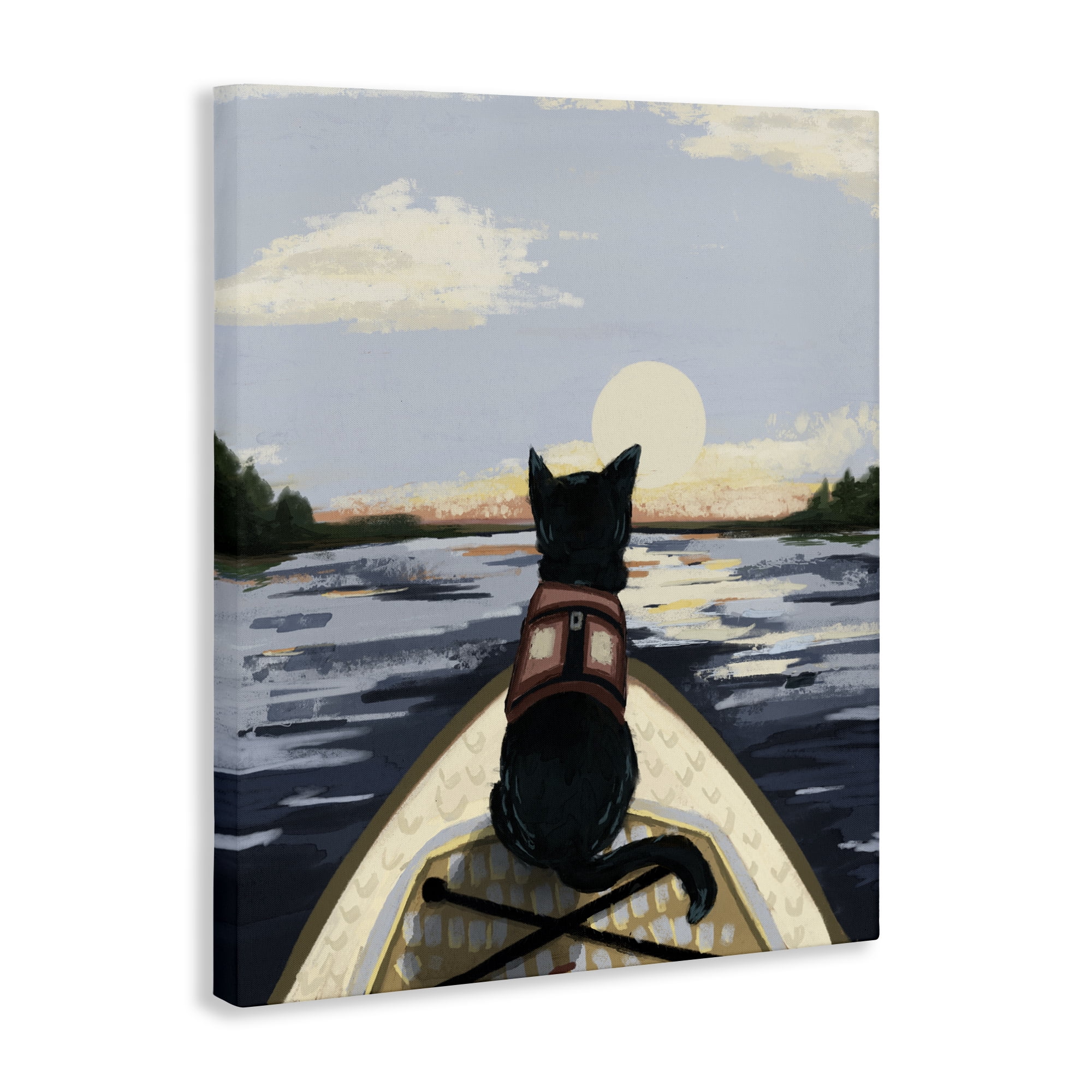 Stupell Industries Peaceful Cat Viewing Lake Canvas Wall Art, design by Denise Bartkus
