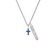 thumbnail image 2 of Delight Jewelry Silvertone Small Blue Crystal Cross Silvertone Live the Life You Have Imagined Bar Charm Necklace, 23", 2 of 4