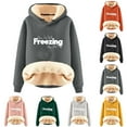 thumbnail image 4 of Yes,I'm Still Freezing Me 24 7 Fleece Hoodies for Womens Winter Thermal Letter Print Sweatshirt Sherpa Lined Pullovers, 4 of 4