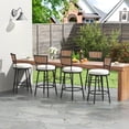 thumbnail image 1 of 6-Piece Swivel Metal Outdoor Bar Stool Set with Rattan Backrest and Beige Cushions, 1 of 9