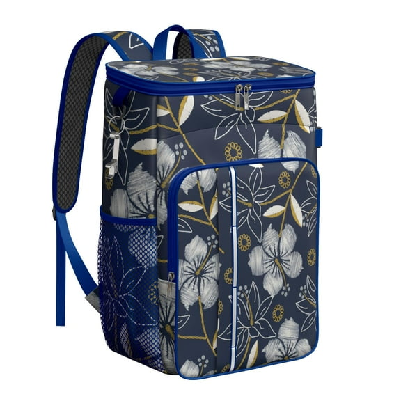 Exotic Floral Soft Cooler Bag Leakproof 20L Insulated Backpack for Picnic Beach Travel with Vibrant Botanical Print