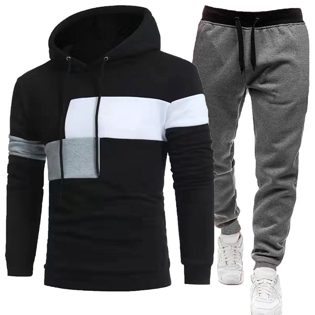 Ensemble de Vestes Décontractées à Capuche Manches Longues Couleur Unie pour Hommes
