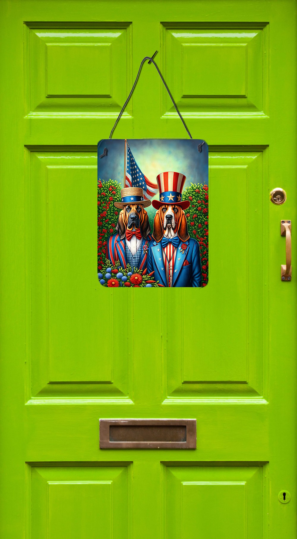 All American Bloodhound Wall or Door Hanging Prints 12 in x 16 in