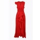 thumbnail image 5 of Vestido de mujer con cuello en V coreano de cintura alta con tirantes de color sólido temperamento con volantes con cordones y abertura grande vestido de columpio Fridja  hjkh5827, 5 of 8