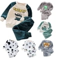 thumbnail image 2 of Conjunto de pijama de franela para niños, ropa de dormir de manga larga, bonita, de felpa, para el hogar, de 1 a 3 años, 2 of 4