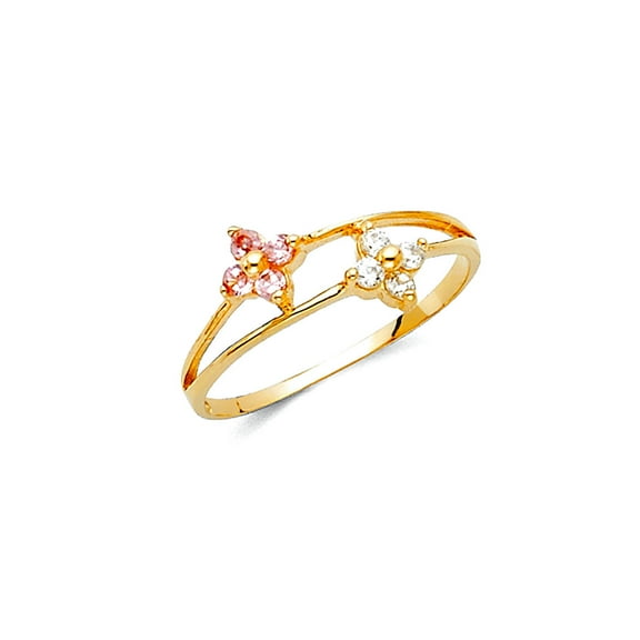 14k Yellow Gold Cubic Zirconia Ring Size 3 Ring - .8 Grams