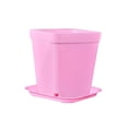 thumbnail image 1 of Maceta cuadrada Ounissouiy para plantas con orificio de drenaje y bandeja color Rosa, 1 of 6