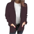 thumbnail image 2 of XPMWRP Women's Zip Up Solid Color Jackets Oversized Long Sleeve Casual Coats Fall Winter Loose Warm Trendy Jackets Brown L, 2 of 5