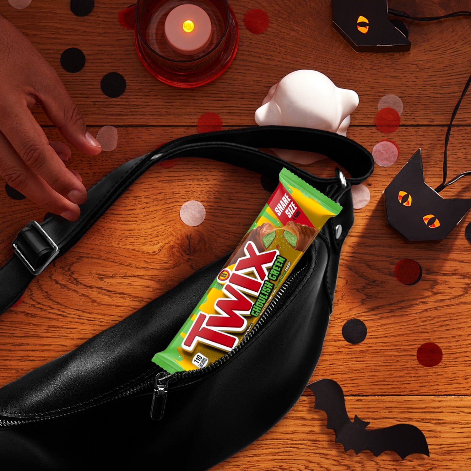 Twix Caramel Ghoulish Green Halloween Candy Bars, Share Size - 3.02 oz